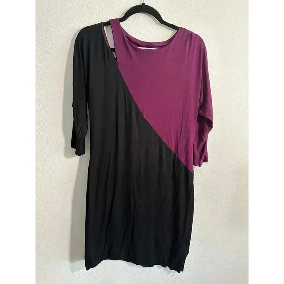 Trina Turk Lola Colorblock Purple and Black Cut out Dress 4 - Picture 5 of 10